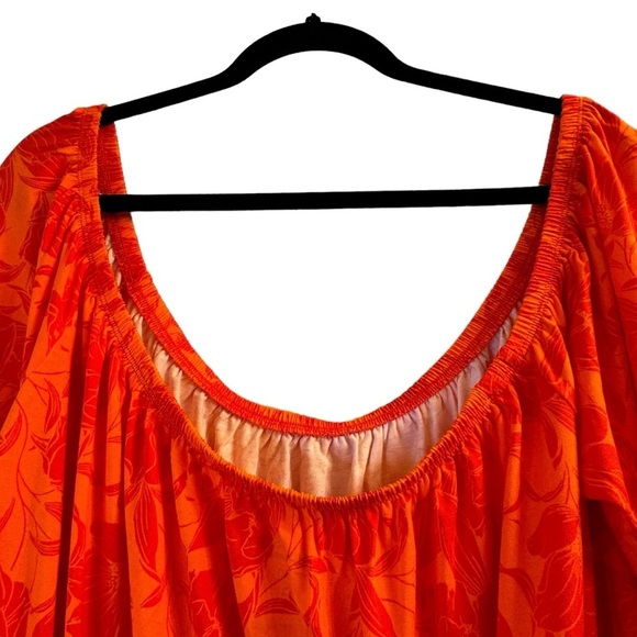 Torrid Women’s Top 3X Orange Print Off Shoulder Cropped - Picture 2 of 14